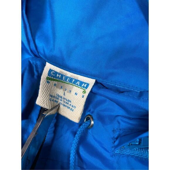 CHEETAH MEN’S Vintage Full Zip Hooded Windbreaker Jacket Size Large Black Blue - Picture 2 of 6